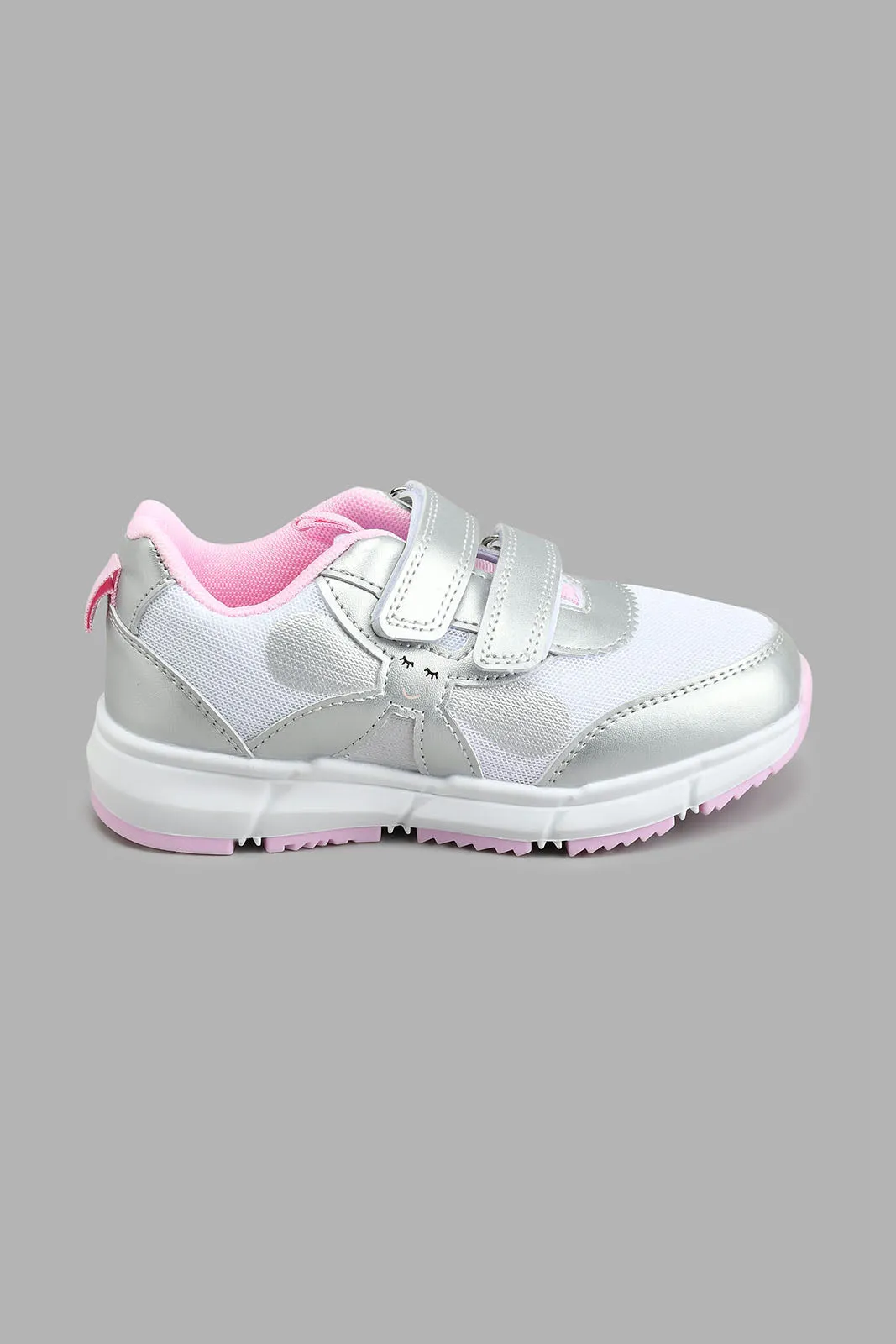 Silver And Pink Floral Trim Sneaker