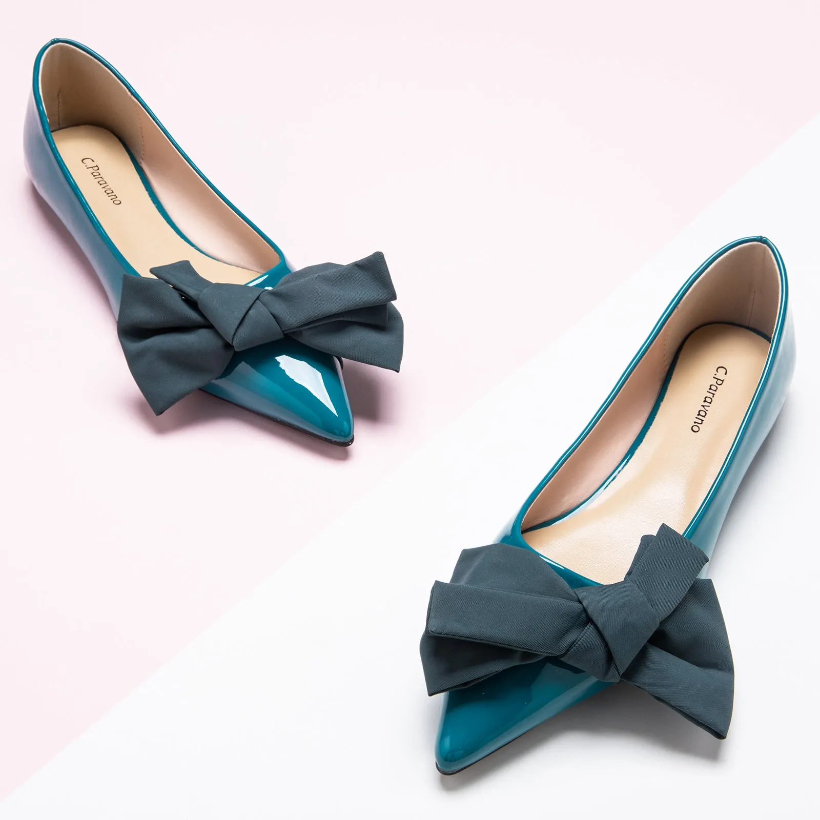 Slanting Bowknot Embellished Flats