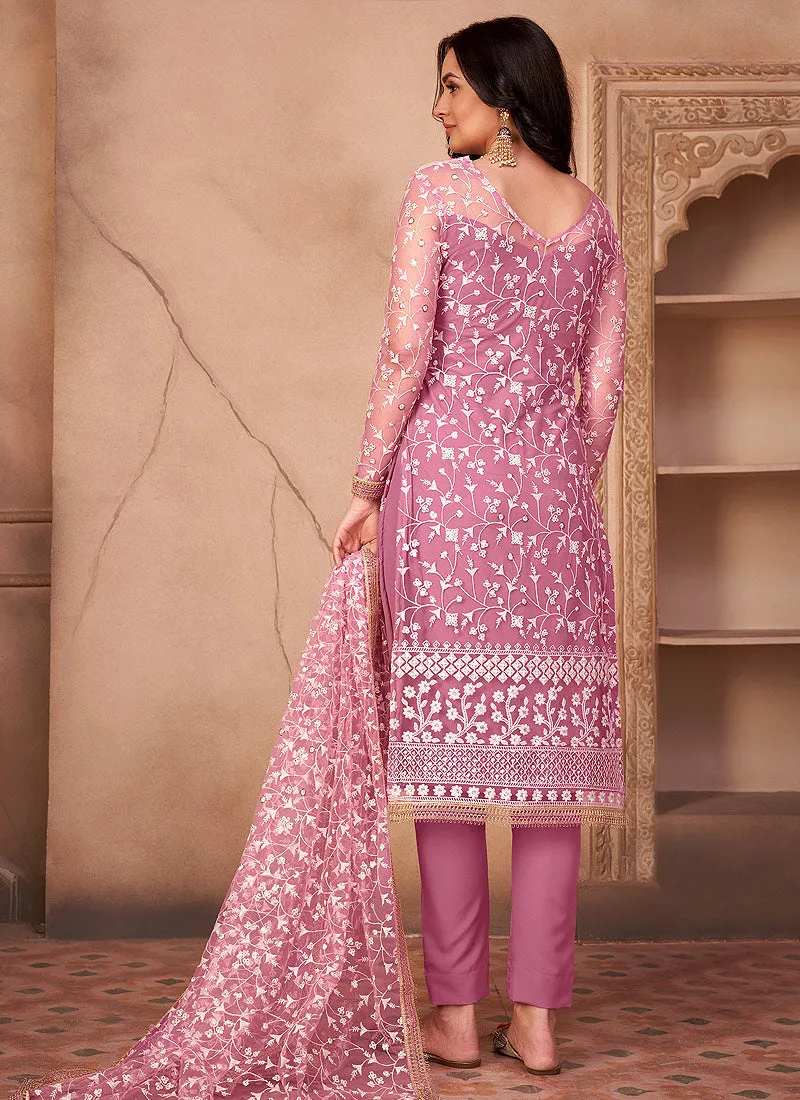 Soft Pink Chikankari Pakistani Pant Suit