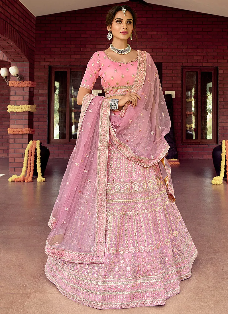 Soft Pink Gotta Patti Embroidered Wedding Lehenga Choli