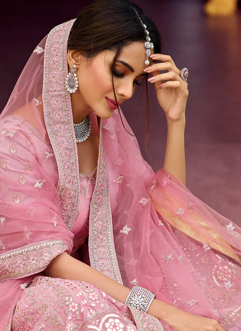 Soft Pink Gotta Patti Embroidered Wedding Lehenga Choli