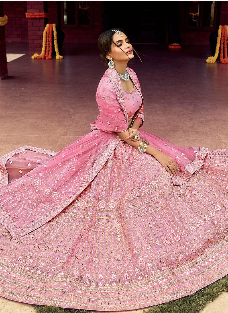 Soft Pink Gotta Patti Embroidered Wedding Lehenga Choli