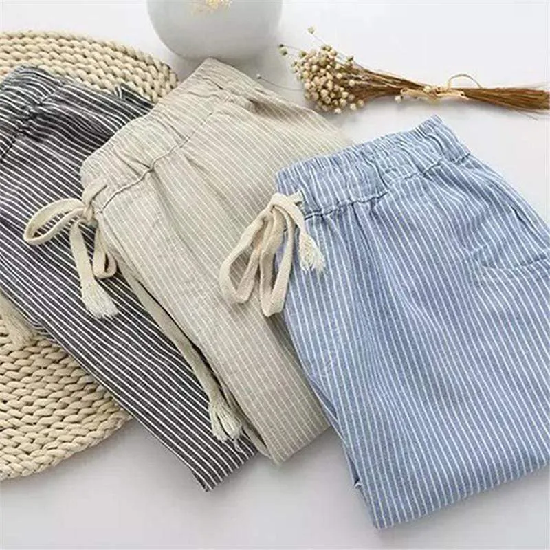 Striped Cotton Linen Pants  | Zen