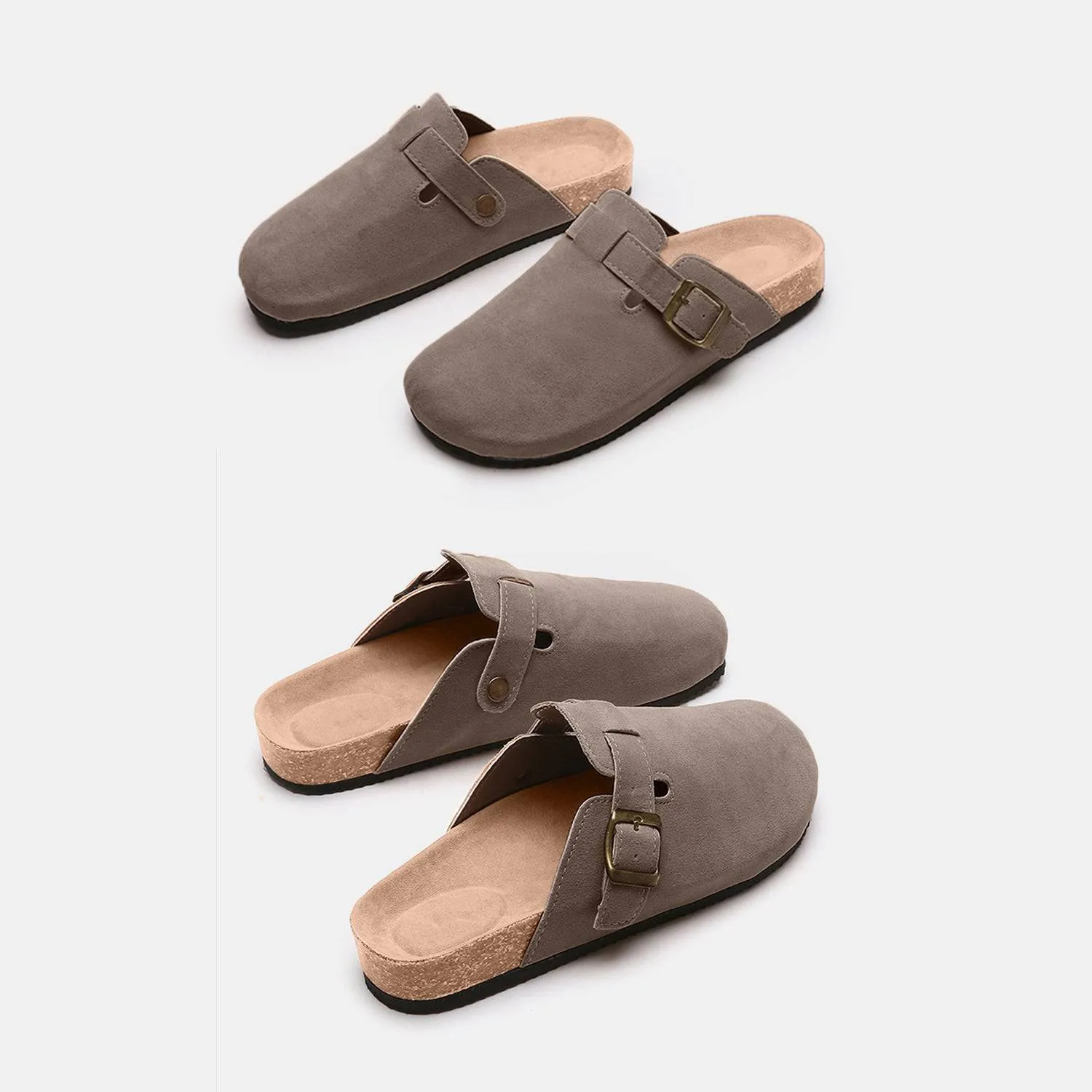 Suede Closed Toe Buckle Slide