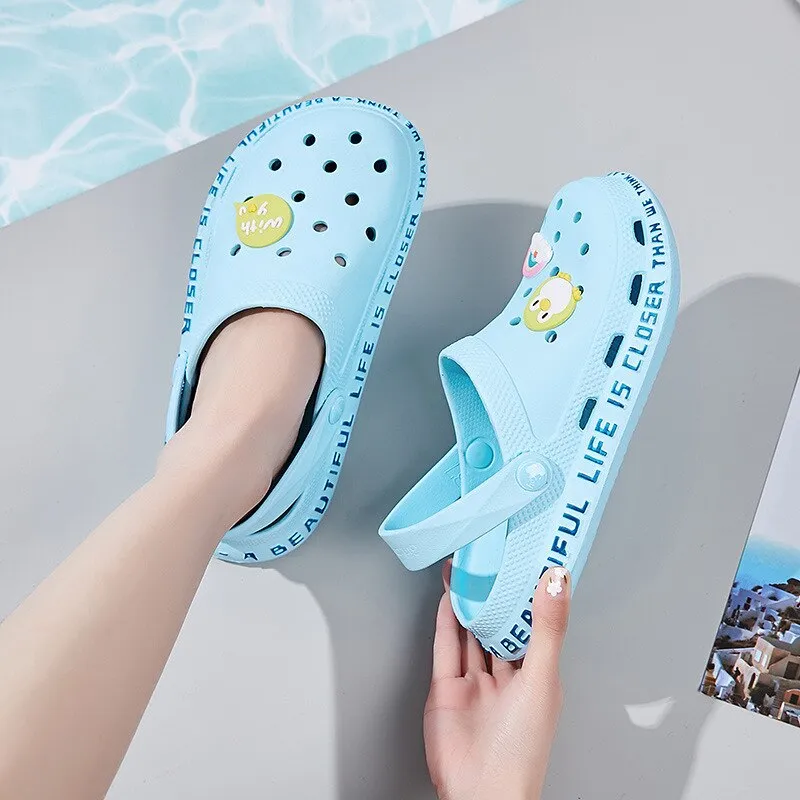 Summer Garden Shoes Women Beach Slip on Loafer Sandals Woman Comfortable Cartoon Cute Rubber Clogs Slid Slippers Sandalias Mujer