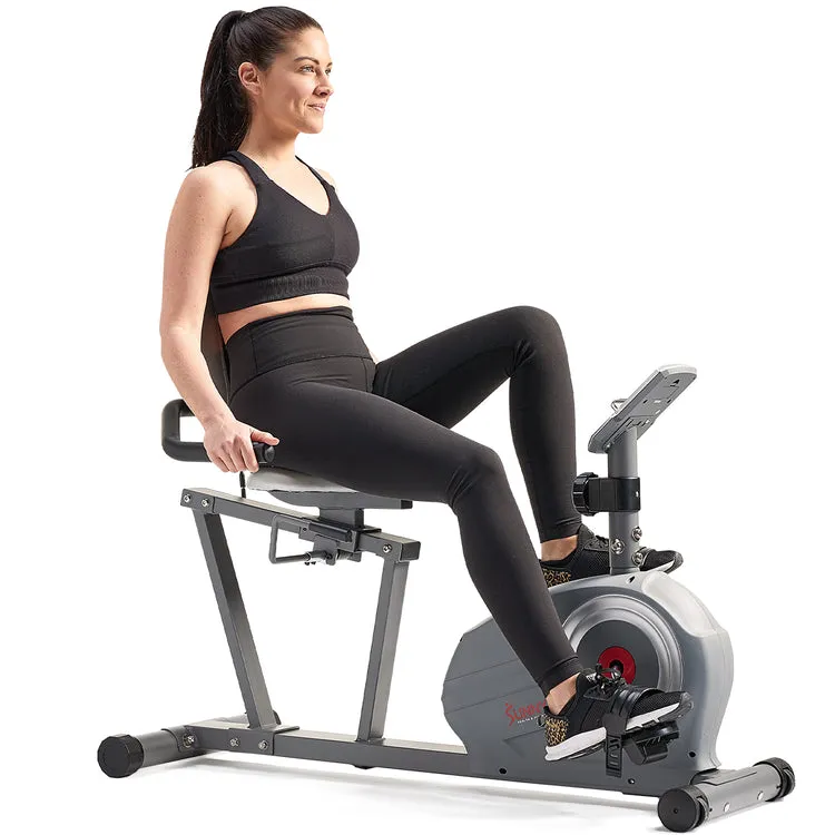 Sunny Health & Fitness Essentials Series Magnetic Smart Recumbent Bike with Exclusive SunnyFit App Enhanced Bluetooth Connectivity - SF-RB422003