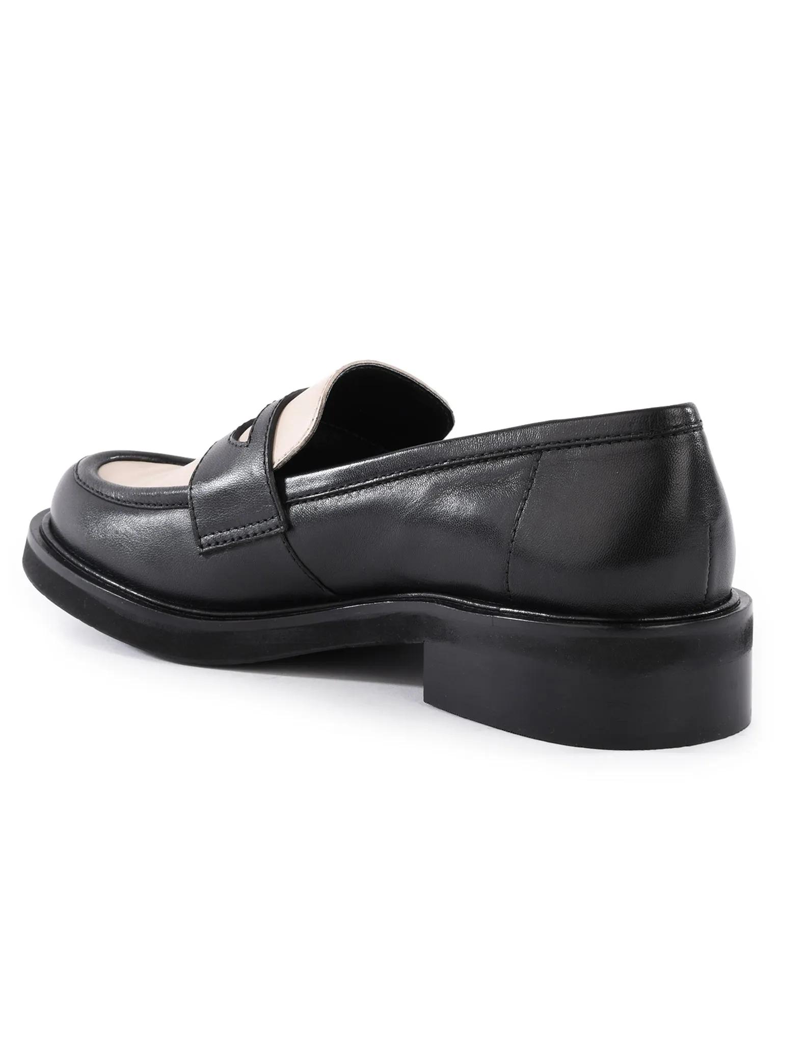 Superior Black   White Leather Loafers