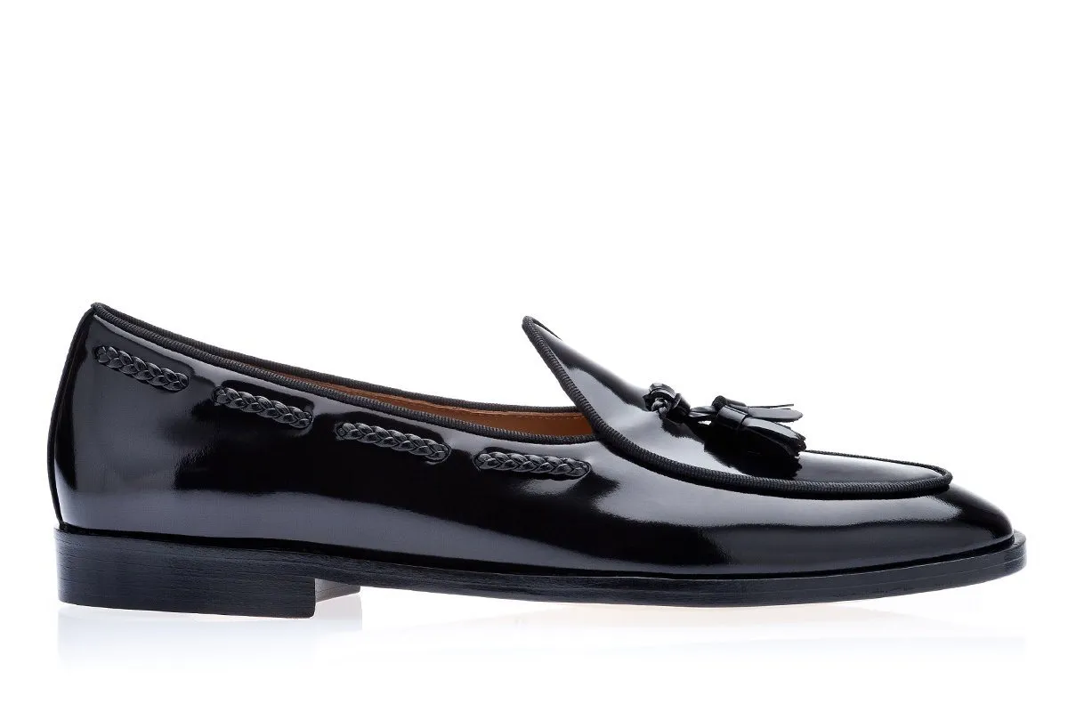 TANGERINE 8 BRUSHED BLACK BELGIAN LOAFERS