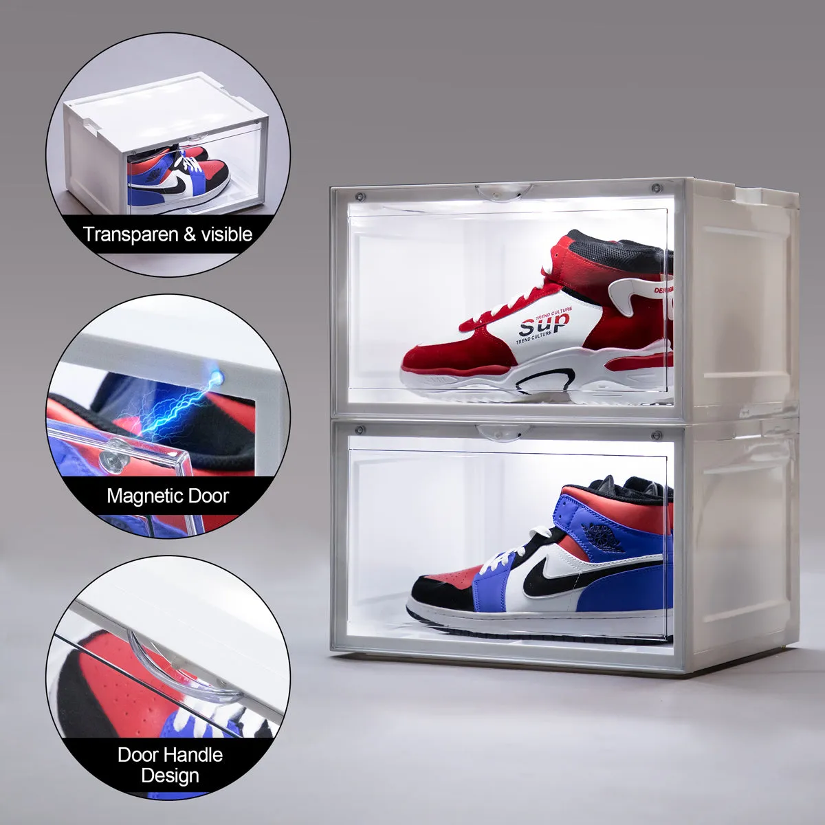 Transparent Drop Side LED Acrylic Shoe Box