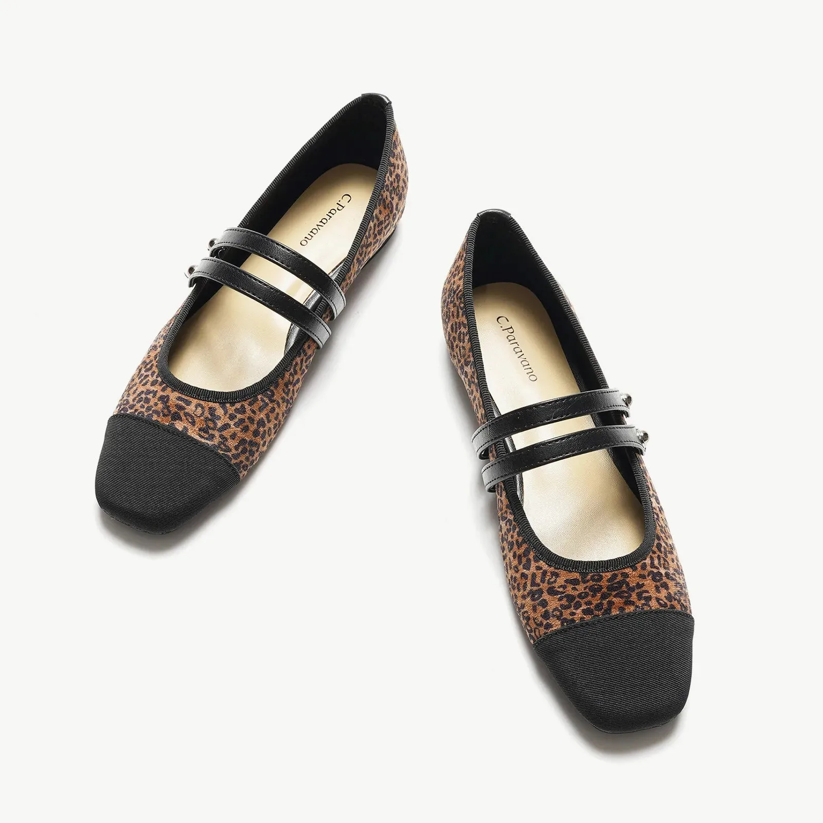 Two-Tone Double Strap Mary Jane Small Leopard