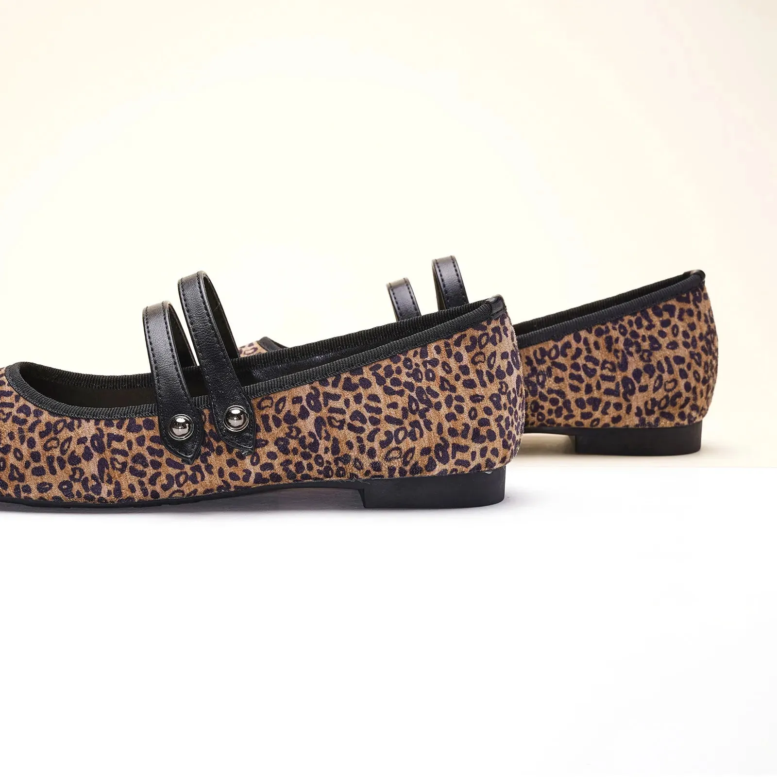 Two-Tone Double Strap Mary Jane Small Leopard