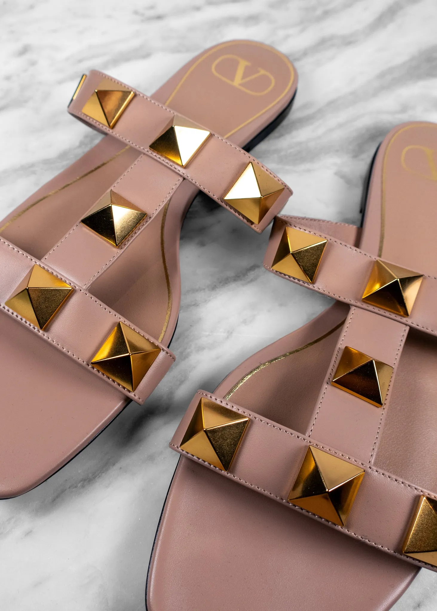 Valentino Roman Stud Slide Sandals