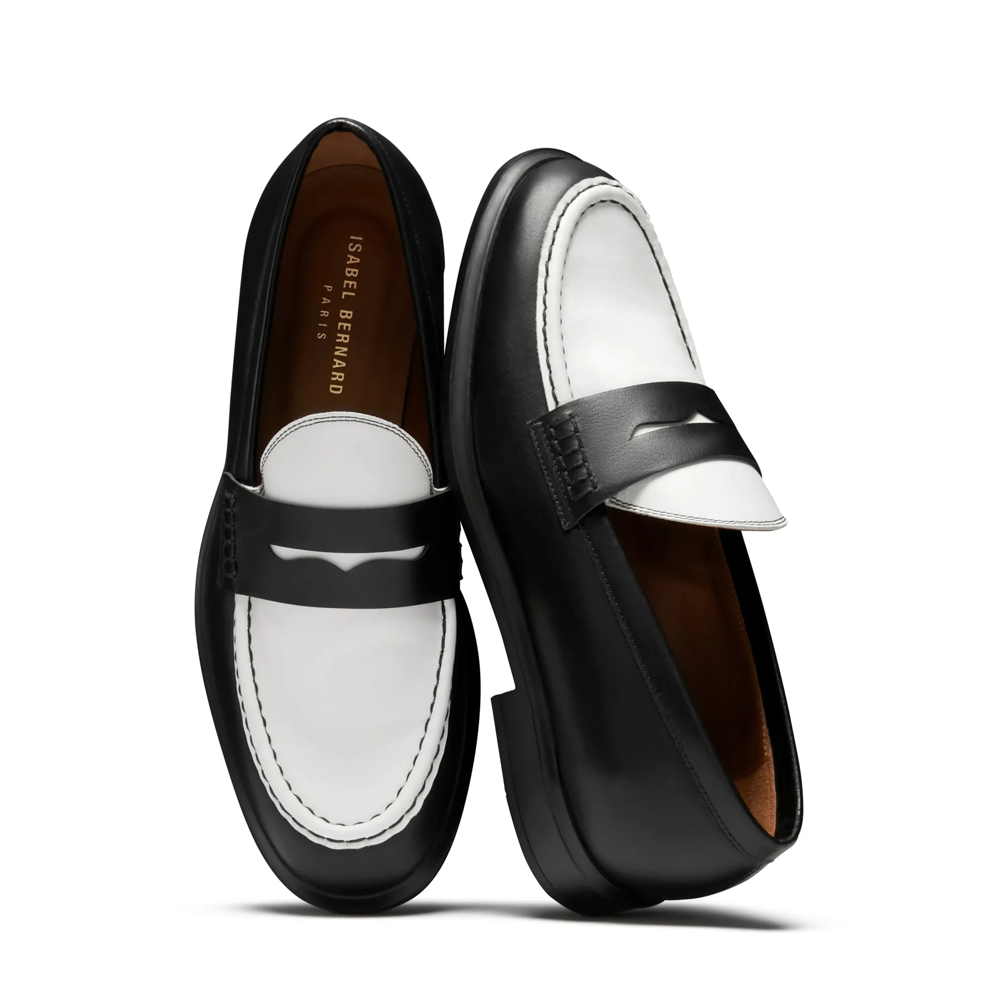 Vendôme Blandine black and white calfskin leather loafers