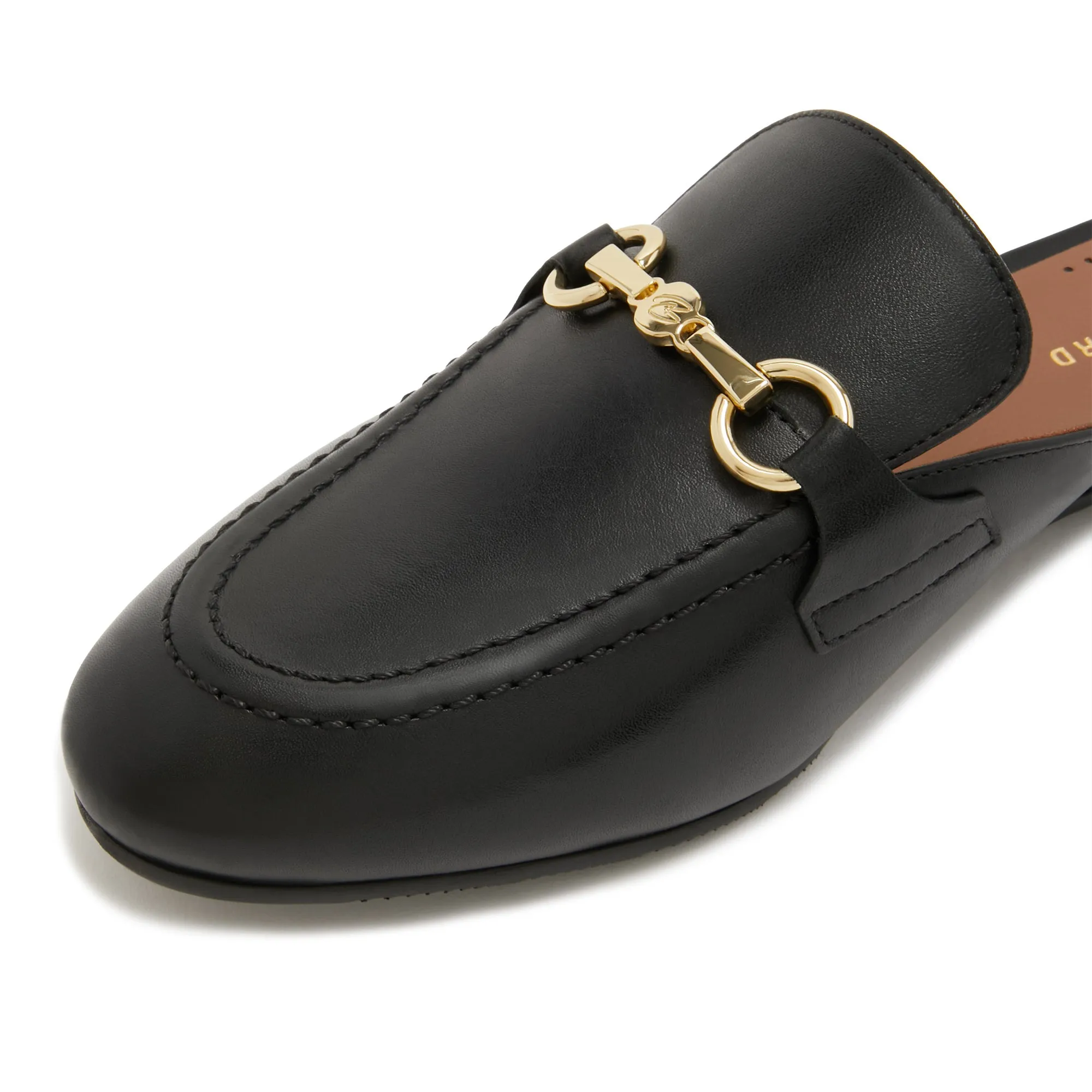 Vendôme Fleur black calfskin leather backless loafers