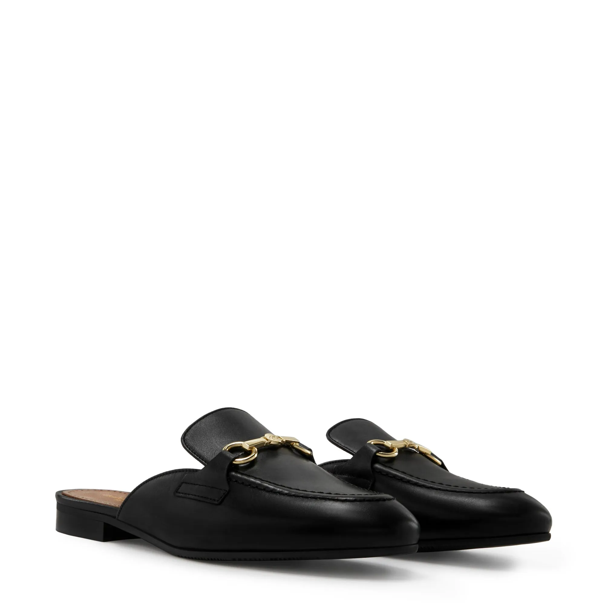 Vendôme Fleur black calfskin leather backless loafers