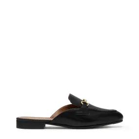 Vendôme Fleur black calfskin leather backless loafers