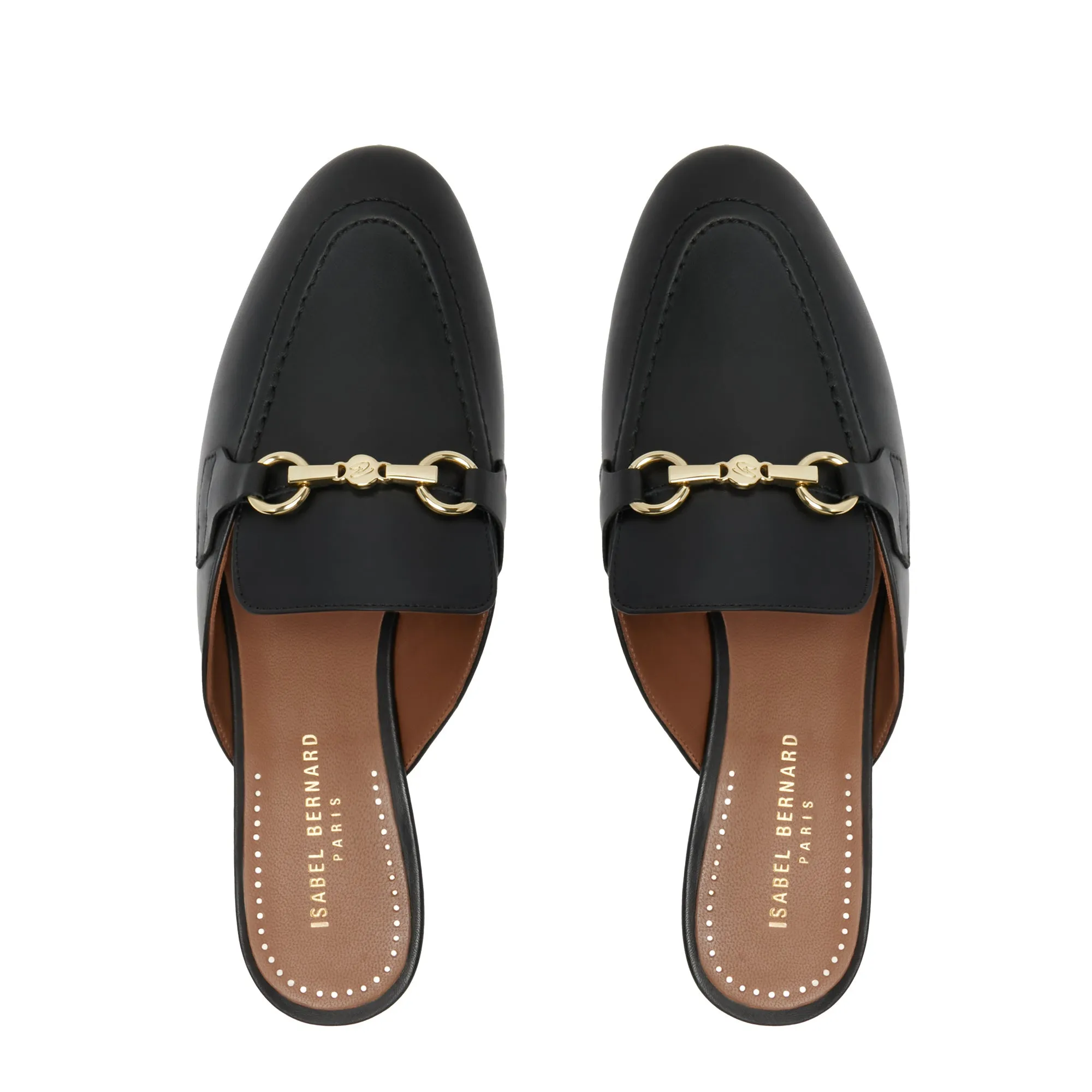 Vendôme Fleur black calfskin leather backless loafers