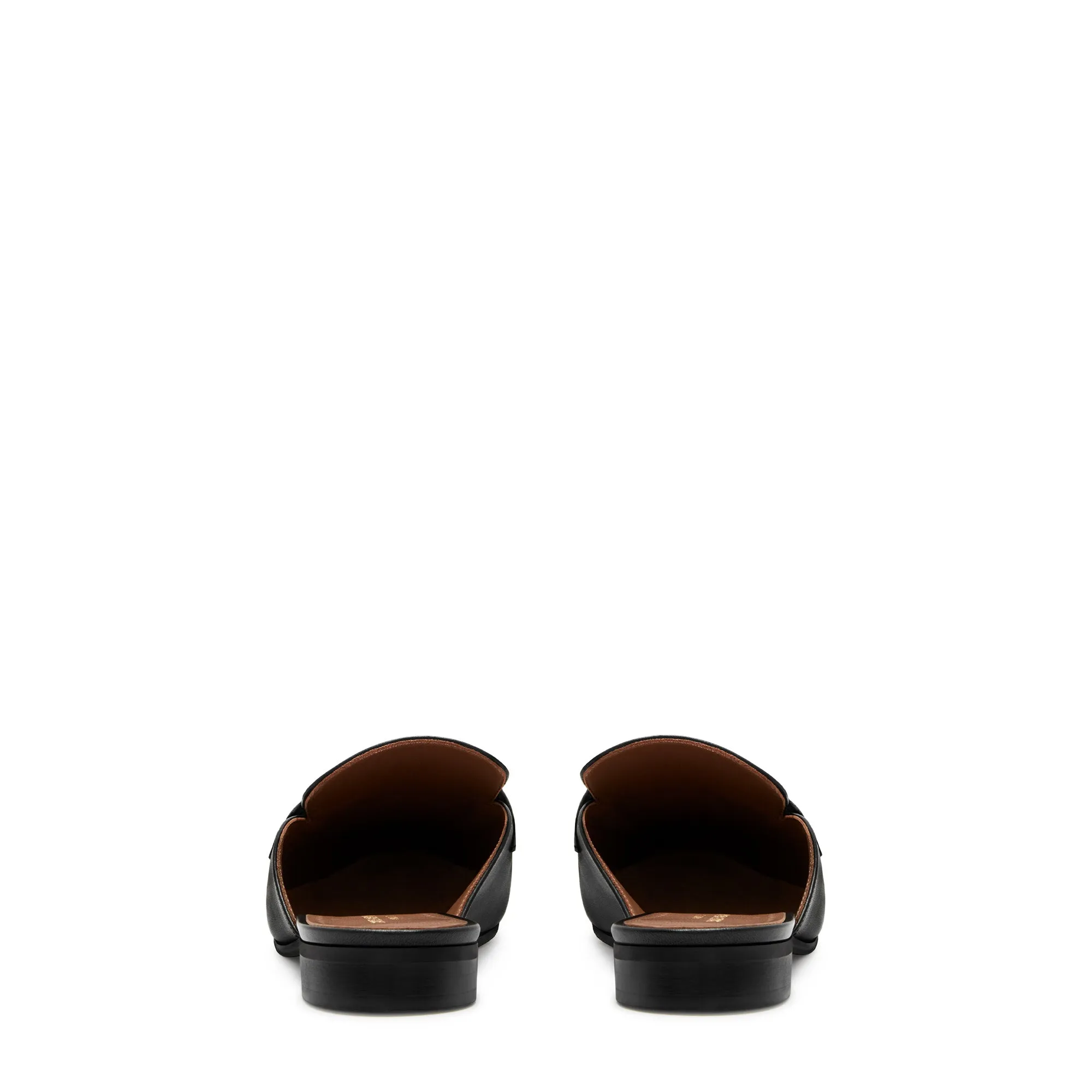 Vendôme Fleur black calfskin leather backless loafers