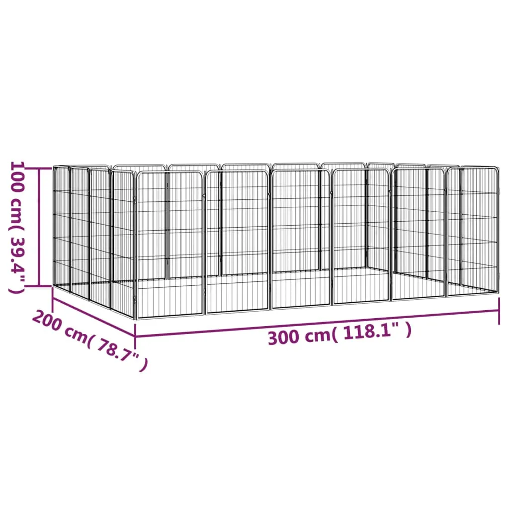 vidaXL 20-Panel Dog Playpen Black 50x100 cm Powder-coated Steel