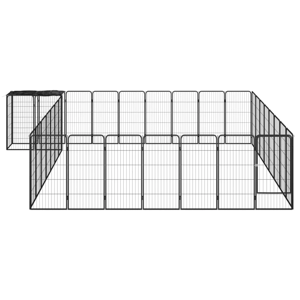 vidaXL 34-Panel Dog Playpen Black 50x100 cm Powder-coated Steel