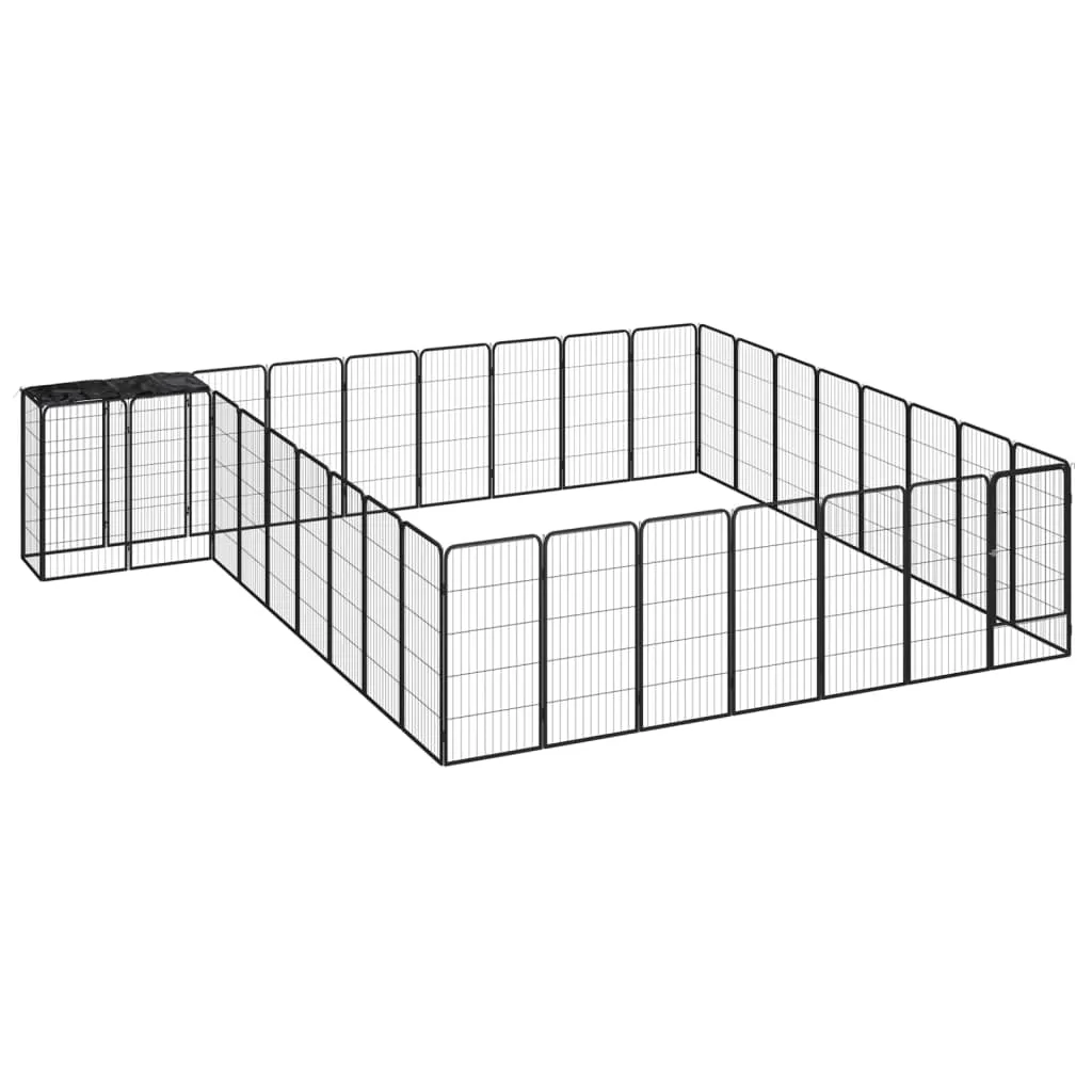 vidaXL 34-Panel Dog Playpen Black 50x100 cm Powder-coated Steel