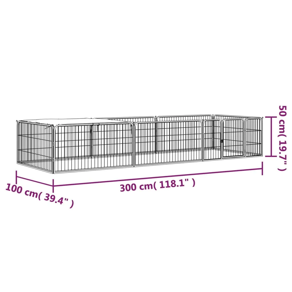 vidaXL 8-Panel Dog Playpen Black 100x50 cm Powder-coated Steel