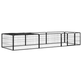 vidaXL 8-Panel Dog Playpen Black 100x50 cm Powder-coated Steel