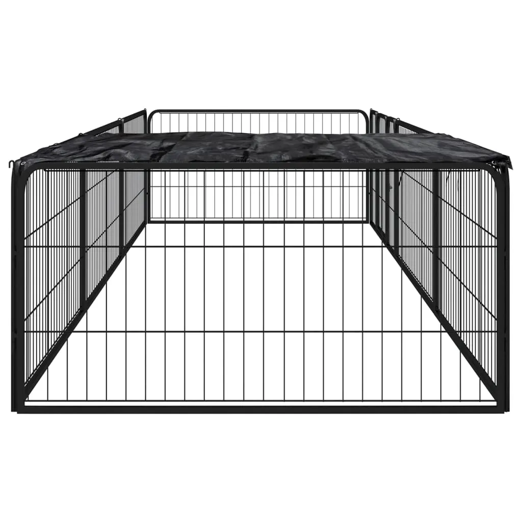 vidaXL 8-Panel Dog Playpen Black 100x50 cm Powder-coated Steel