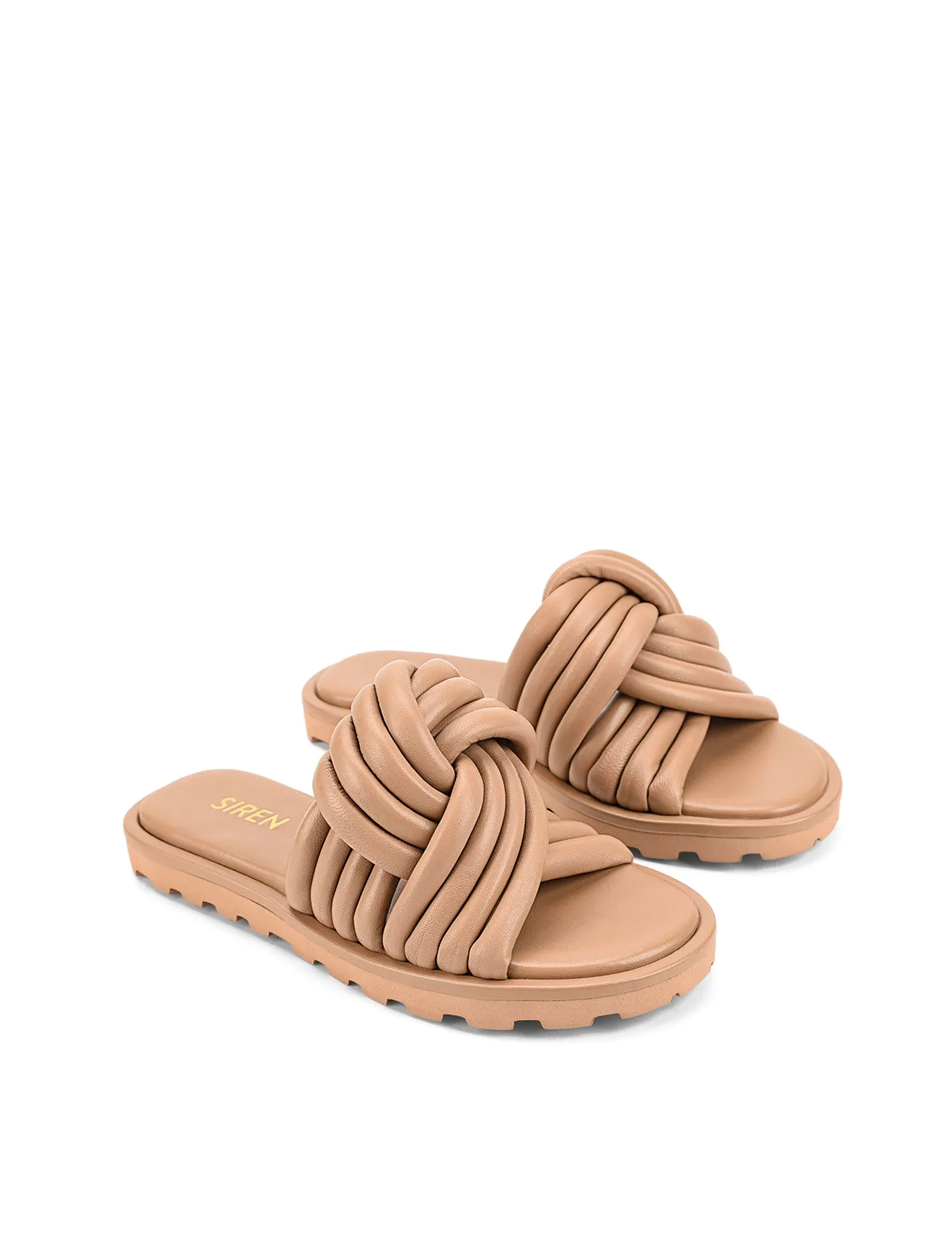 Weston Footbed Slides - Almond Tan Leather