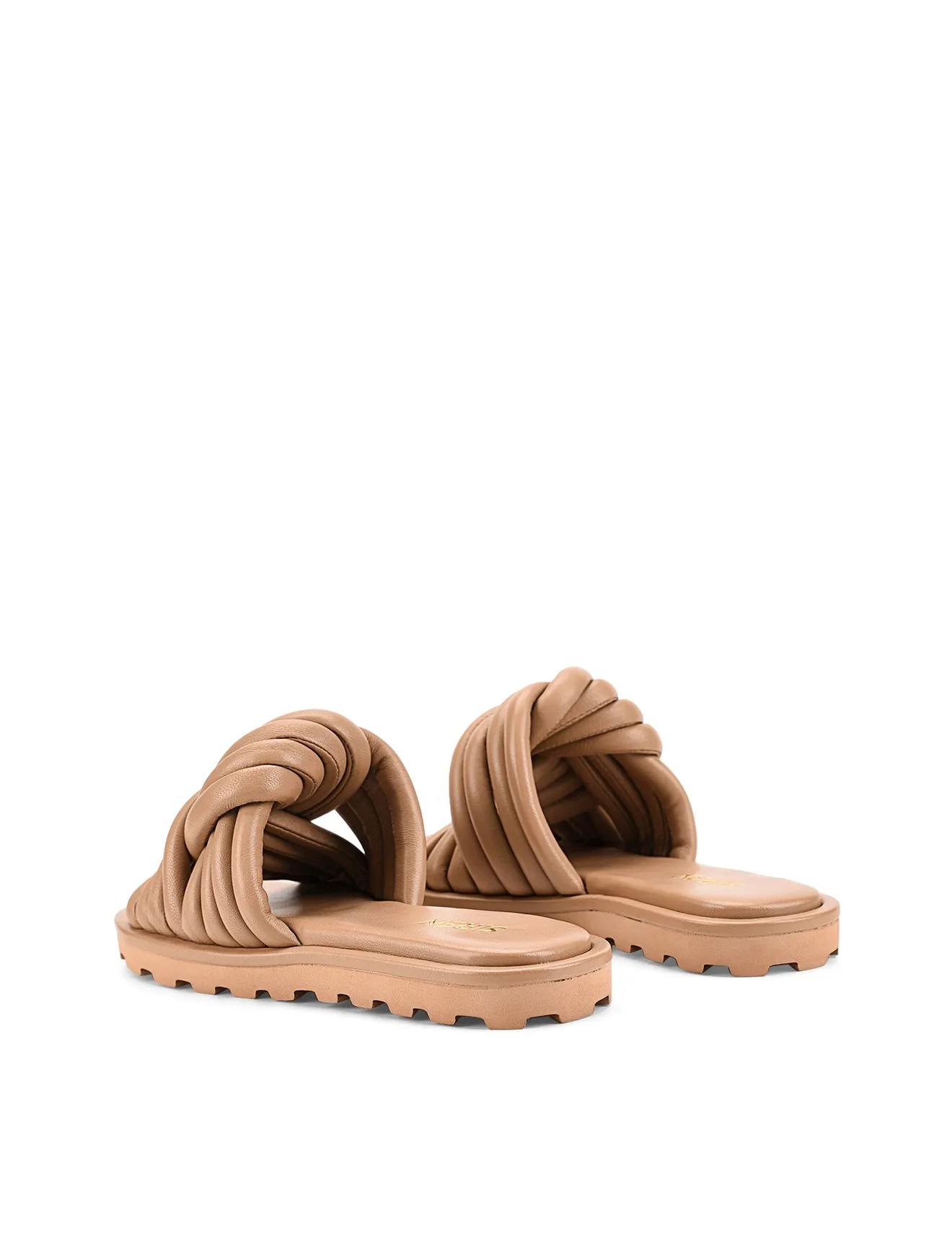 Weston Footbed Slides - Almond Tan Leather