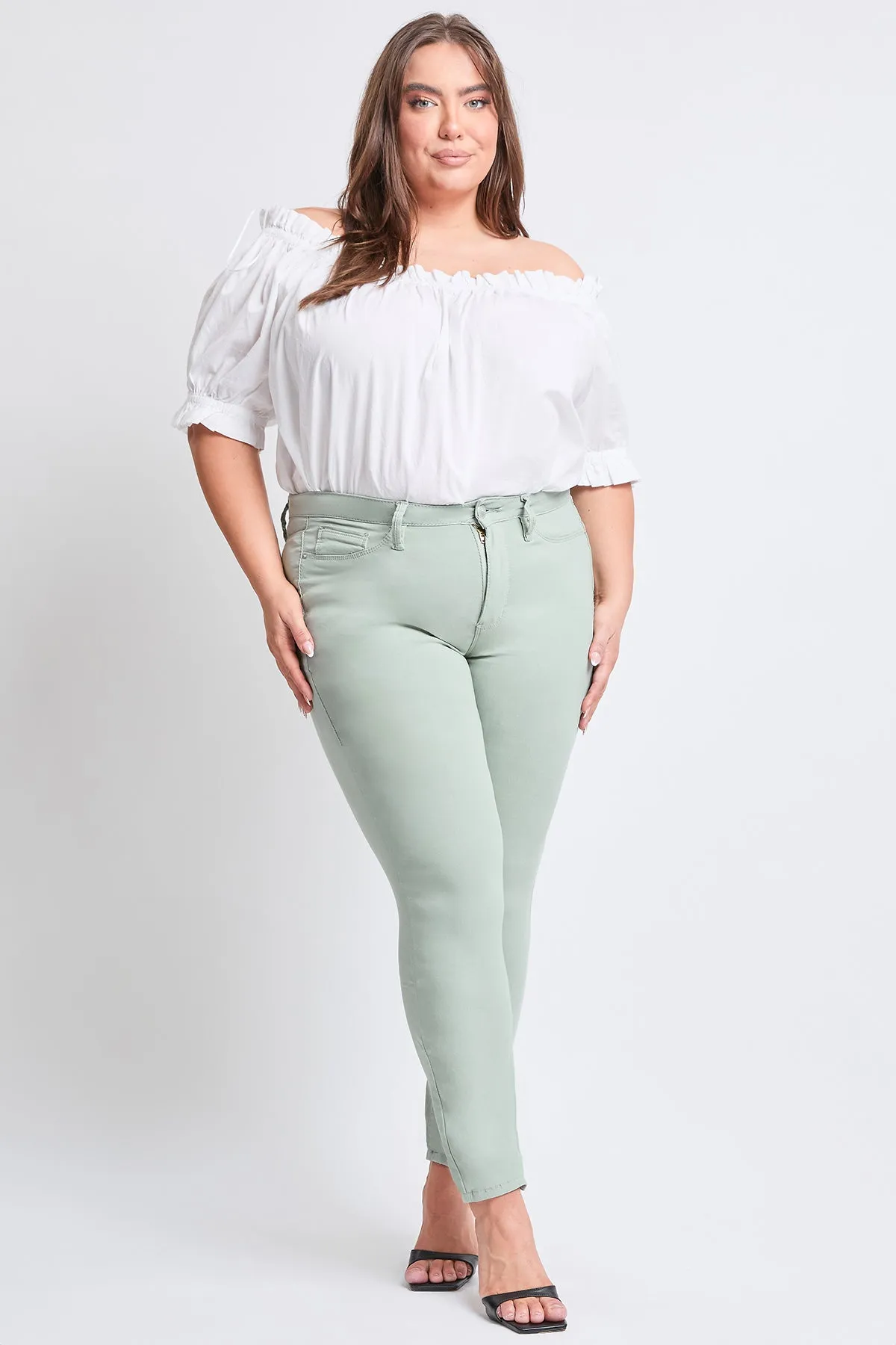 Women's Plus Size Hyperstretch Tummy Control  Skinny Pants, Aloe