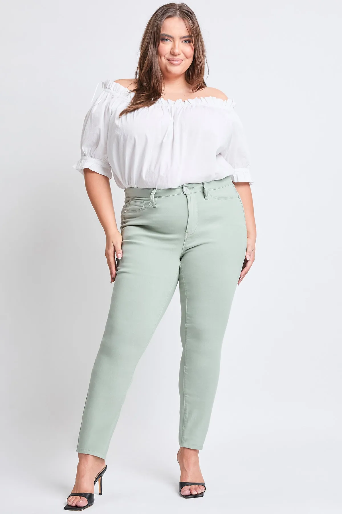 Women's Plus Size Hyperstretch Tummy Control  Skinny Pants, Aloe