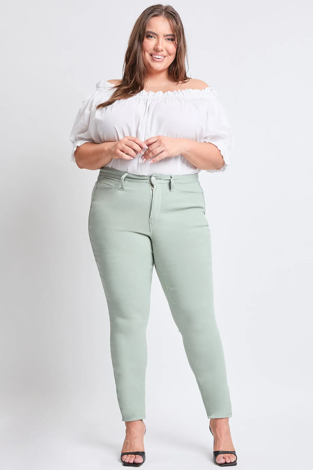 Women's Plus Size Hyperstretch Tummy Control  Skinny Pants, Aloe