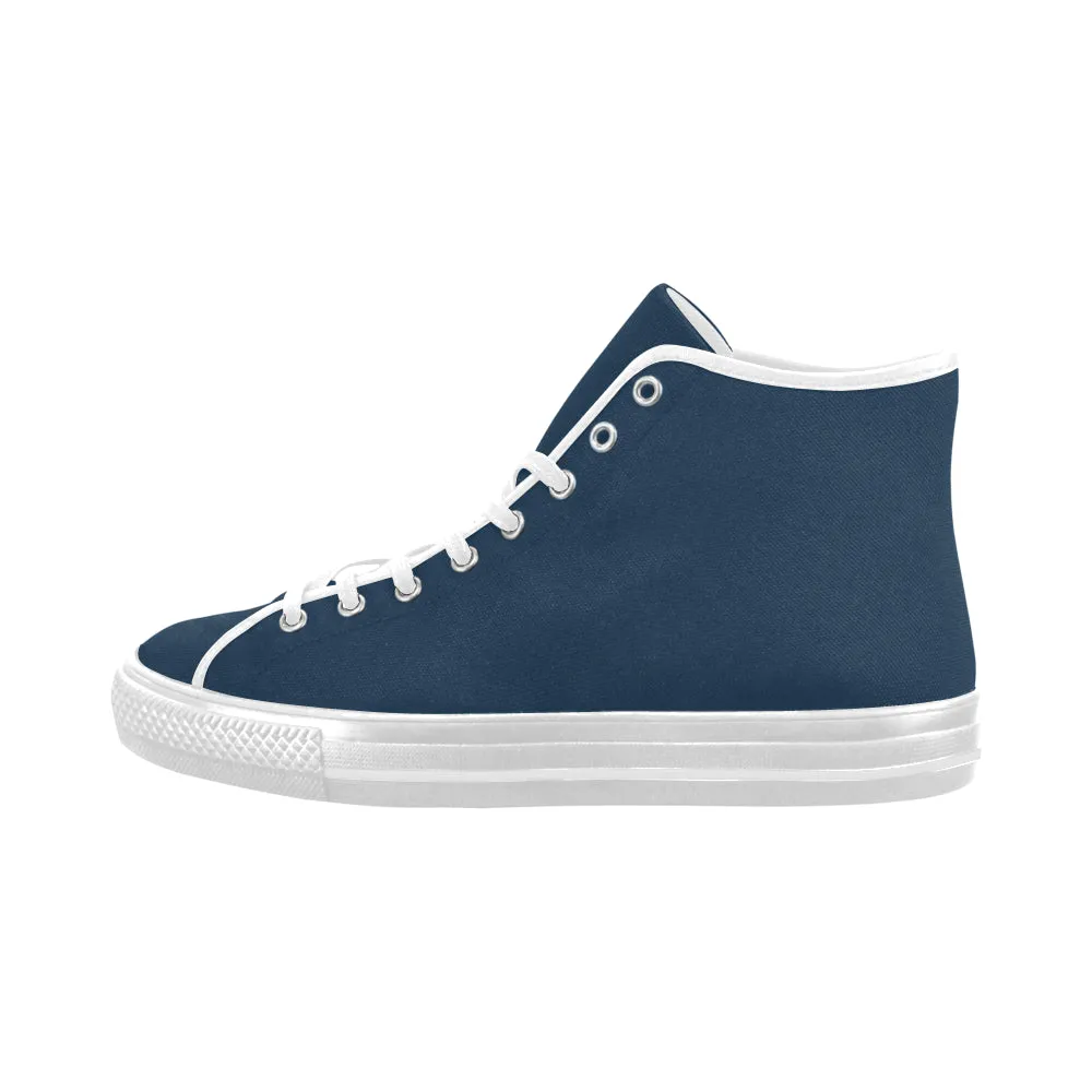 Women's Sailor Blue Solids print High Top Canvas Shoes