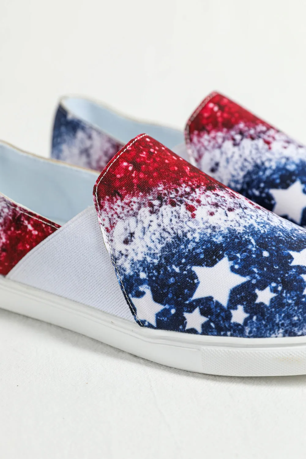 Womens USA Flag Patriotic Sneakers Casual Loafers Slip On Shoes