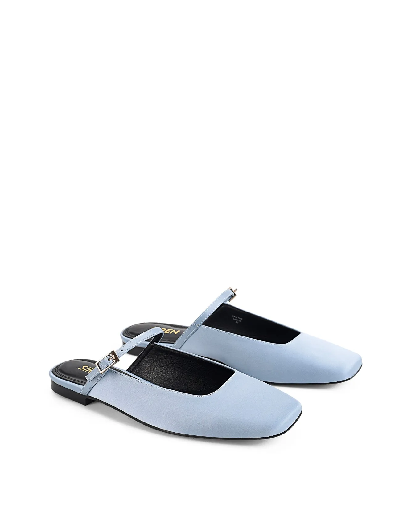 Xanthe Mary Jane Mules - Blue Satin