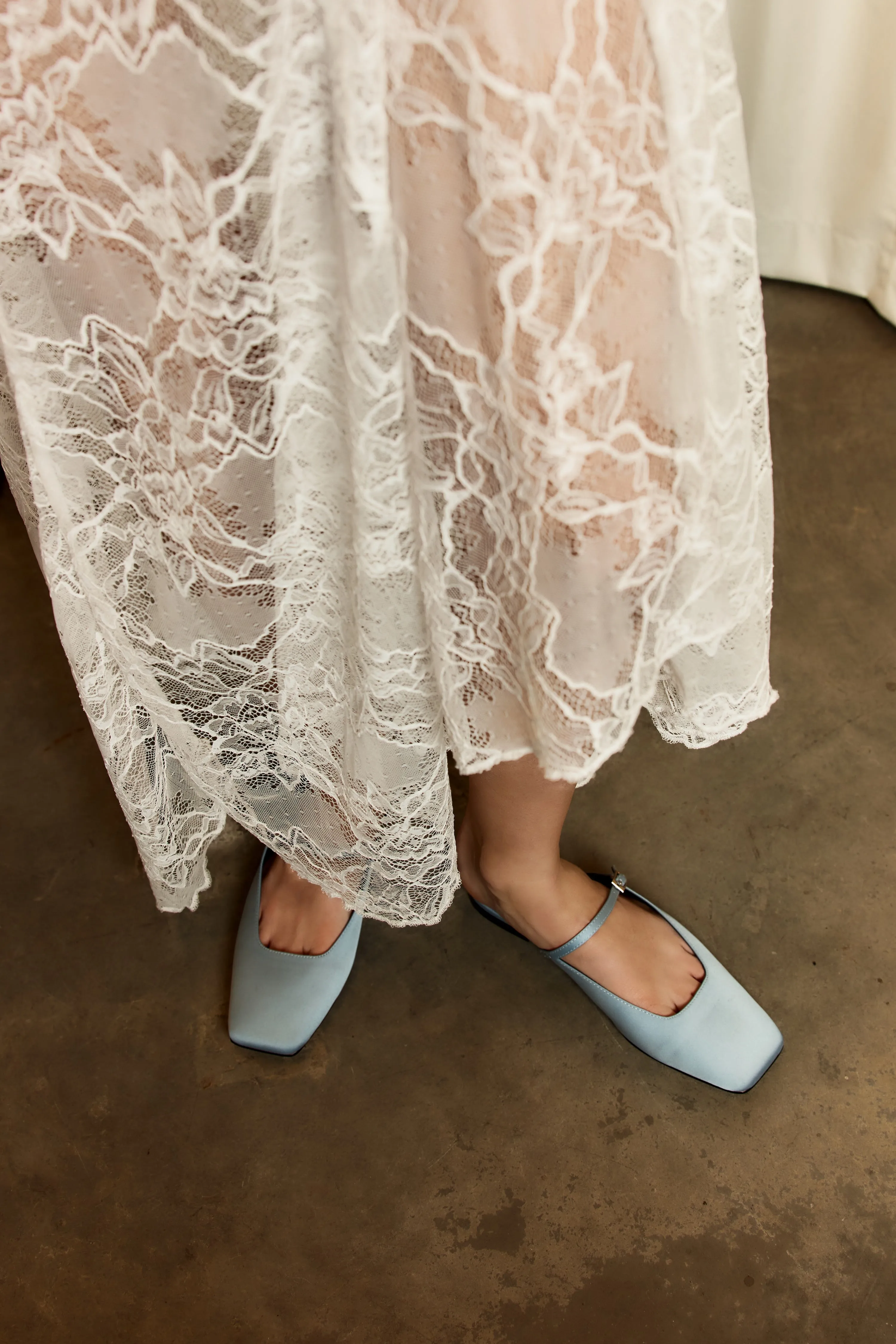 Xanthe Mary Jane Mules - Blue Satin