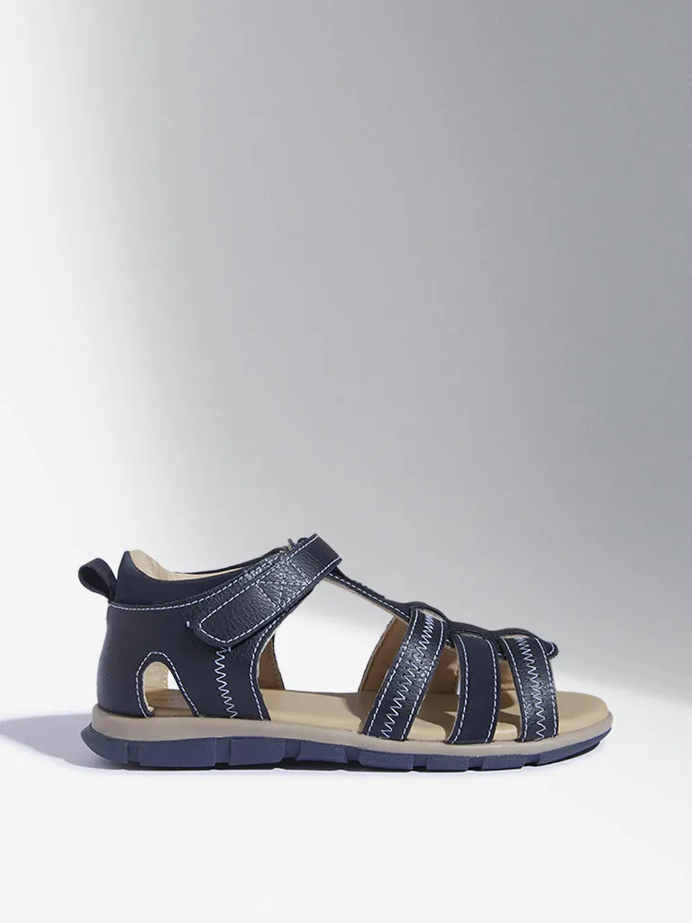 Yellow Navy Multi-Strap Sandals