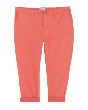 York Brushed Sateen Cuffed Capri | Coral