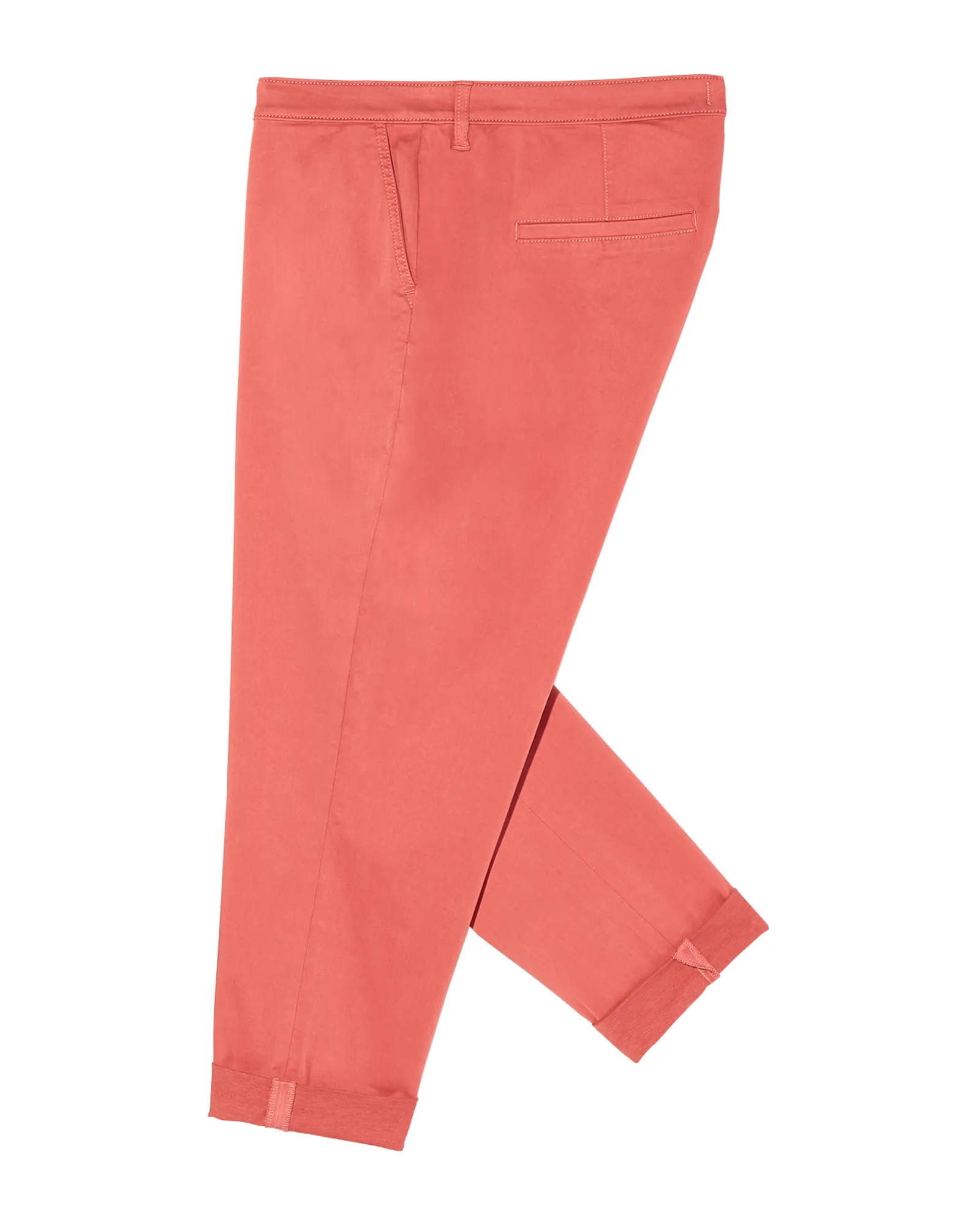 York Brushed Sateen Cuffed Capri | Coral