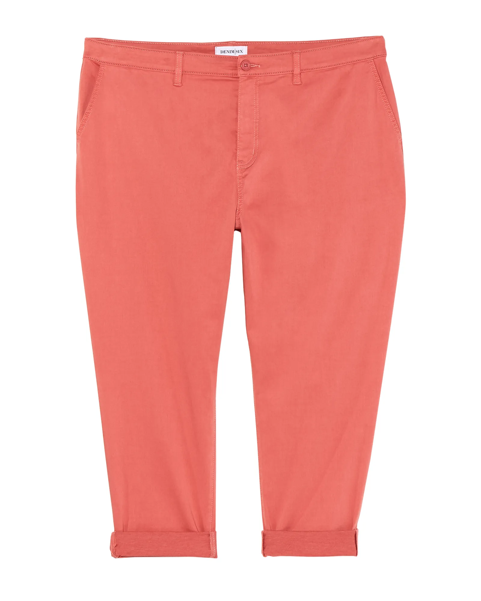 York Brushed Sateen Cuffed Capri | Coral