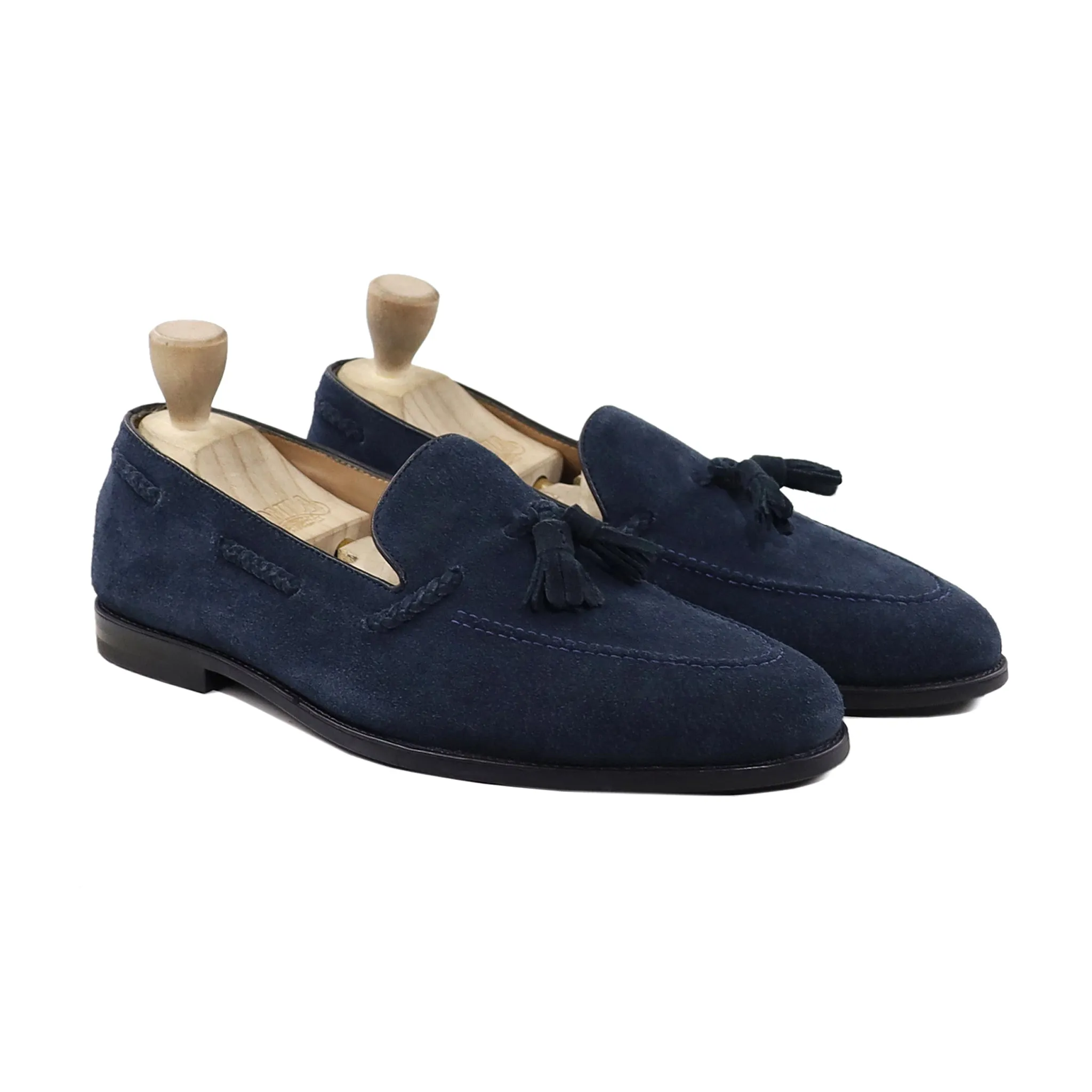 Zandra - Men's Navy Blue Kid Suede Loafer